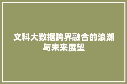 文科大数据跨界融合的浪潮与未来展望