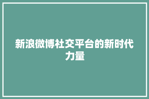 新浪微博社交平台的新时代力量