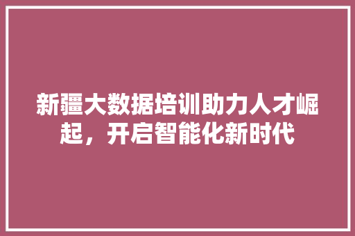 新疆大数据培训助力人才崛起，开启智能化新时代