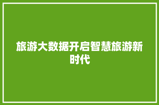 旅游大数据开启智慧旅游新时代