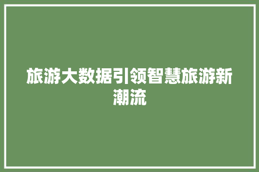 旅游大数据引领智慧旅游新潮流