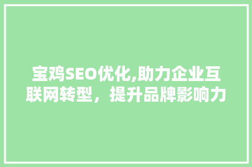 宝鸡SEO优化,助力企业互联网转型，提升品牌影响力