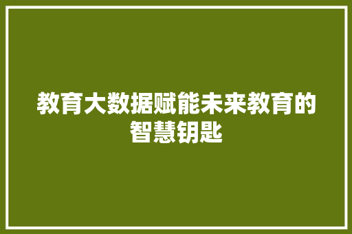 教育大数据赋能未来教育的智慧钥匙