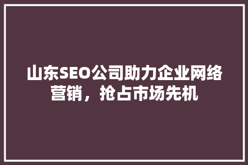 山东SEO公司助力企业网络营销，抢占市场先机 响应式设计