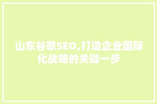 山东谷歌SEO,打造企业国际化战略的关键一步 网站建设
