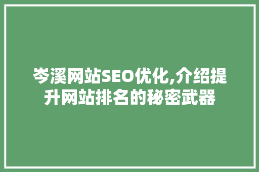 岑溪网站SEO优化,介绍提升网站排名的秘密武器 响应式设计