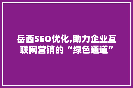 岳西SEO优化,助力企业互联网营销的“绿色通道” 后端技术