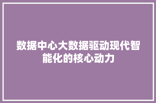 数据中心大数据驱动现代智能化的核心动力
