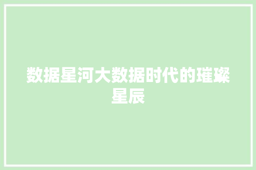 数据星河大数据时代的璀璨星辰
