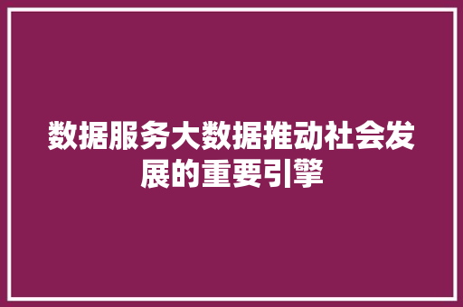 数据服务大数据推动社会发展的重要引擎