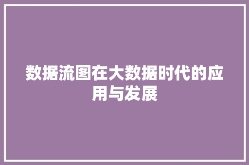数据流图在大数据时代的应用与发展