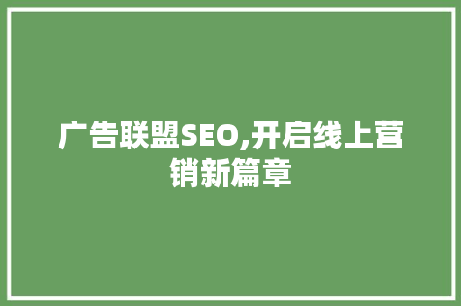 广告联盟SEO,开启线上营销新篇章 后端技术