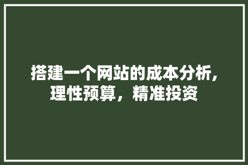 搭建一个网站的成本分析,理性预算，精准投资