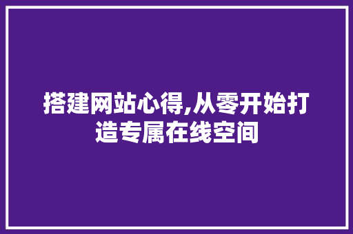 搭建网站心得,从零开始打造专属在线空间 市场营销范文