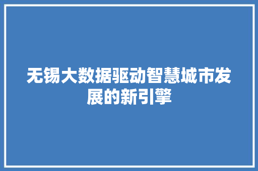 无锡大数据驱动智慧城市发展的新引擎