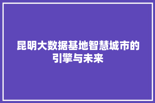 昆明大数据基地智慧城市的引擎与未来