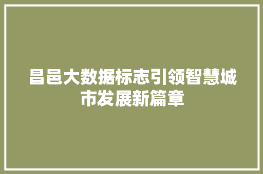 昌邑大数据标志引领智慧城市发展新篇章