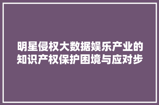 明星侵权大数据娱乐产业的知识产权保护困境与应对步骤