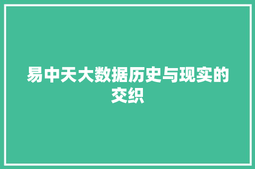 易中天大数据历史与现实的交织