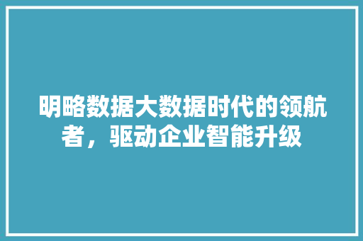 明略数据大数据时代的领航者，驱动企业智能升级