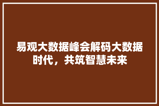 易观大数据峰会解码大数据时代，共筑智慧未来