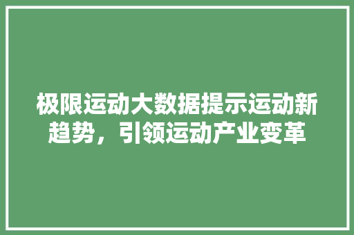 极限运动大数据提示运动新趋势，引领运动产业变革
