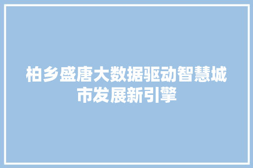 柏乡盛唐大数据驱动智慧城市发展新引擎