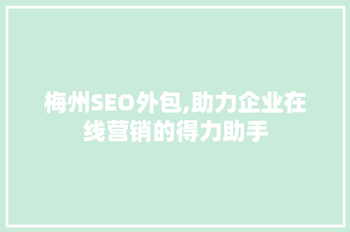 梅州SEO外包,助力企业在线营销的得力助手
