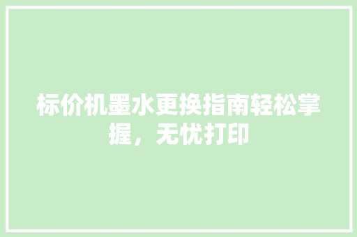 标价机墨水更换指南轻松掌握，无忧打印