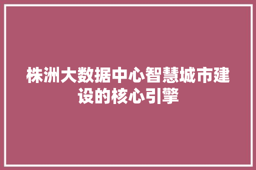 株洲大数据中心智慧城市建设的核心引擎