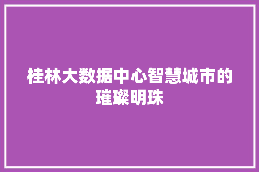 桂林大数据中心智慧城市的璀璨明珠