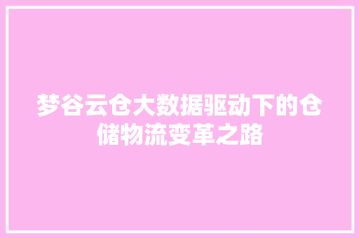 梦谷云仓大数据驱动下的仓储物流变革之路
