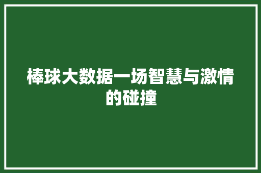 棒球大数据一场智慧与激情的碰撞