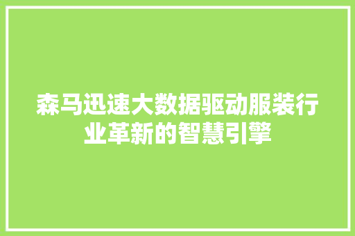 森马迅速大数据驱动服装行业革新的智慧引擎