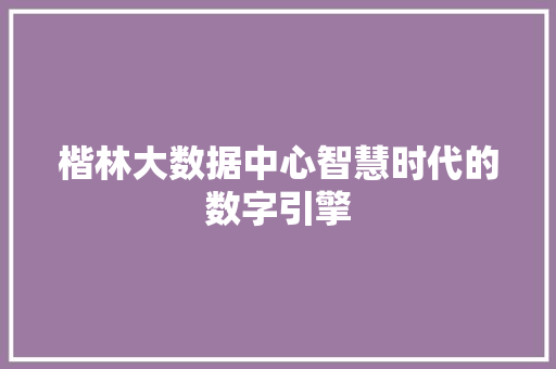 楷林大数据中心智慧时代的数字引擎