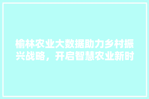 榆林农业大数据助力乡村振兴战略，开启智慧农业新时代