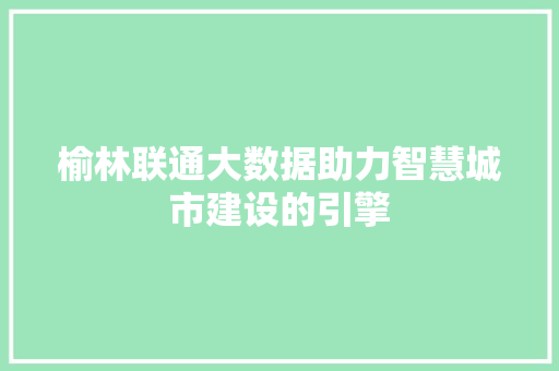 榆林联通大数据助力智慧城市建设的引擎