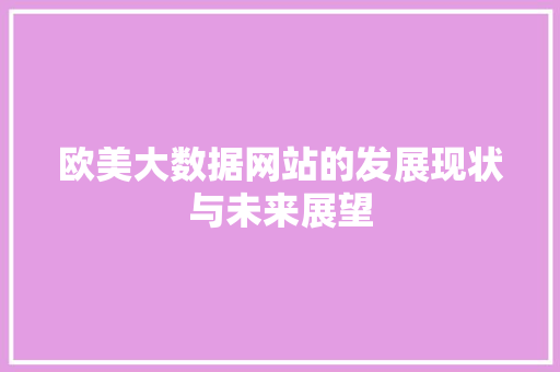 欧美大数据网站的发展现状与未来展望