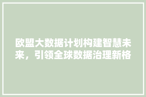 欧盟大数据计划构建智慧未来，引领全球数据治理新格局