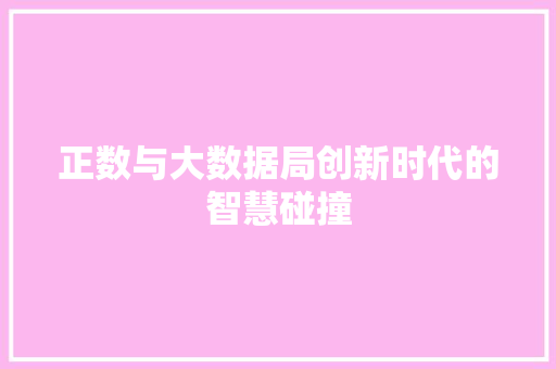 正数与大数据局创新时代的智慧碰撞