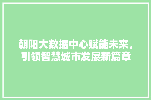 朝阳大数据中心赋能未来，引领智慧城市发展新篇章