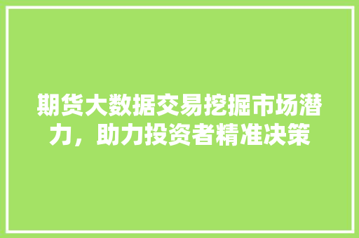 期货大数据交易挖掘市场潜力，助力投资者精准决策