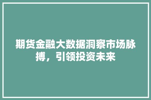 期货金融大数据洞察市场脉搏，引领投资未来