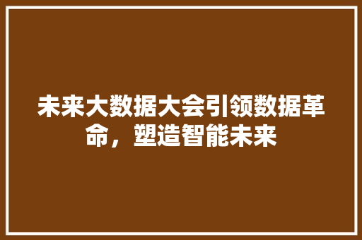 未来大数据大会引领数据革命，塑造智能未来