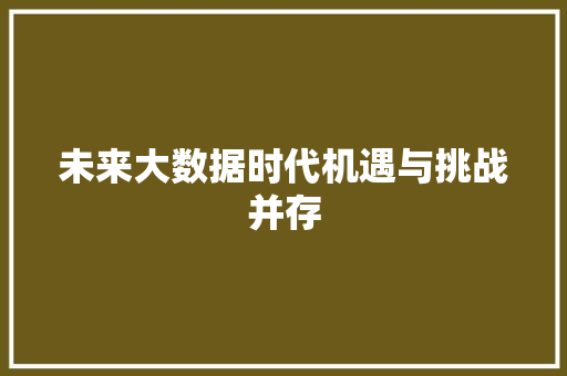 未来大数据时代机遇与挑战并存