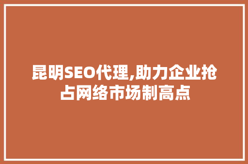 昆明SEO代理,助力企业抢占网络市场制高点 前端技术