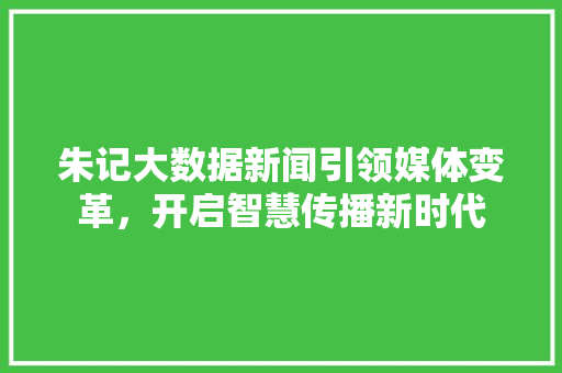 朱记大数据新闻引领媒体变革，开启智慧传播新时代
