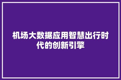 机场大数据应用智慧出行时代的创新引擎
