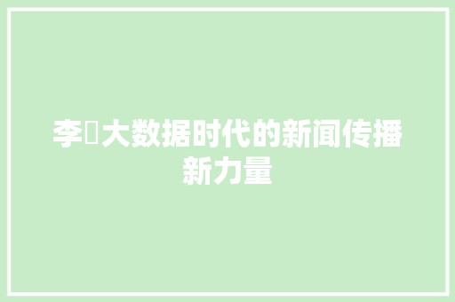 李姵大数据时代的新闻传播新力量