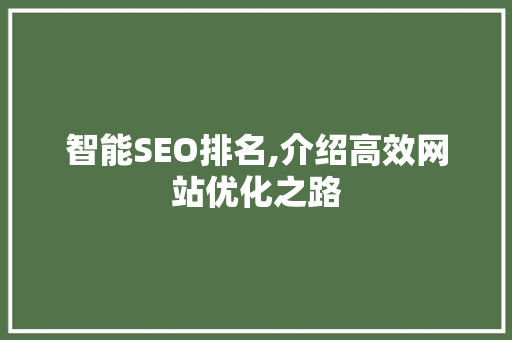 智能SEO排名,介绍高效网站优化之路